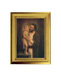 6 3/4" X 8 3/4" Gold Leaf Finish Frame with 5" X 7" Saint Joseph Textured Art