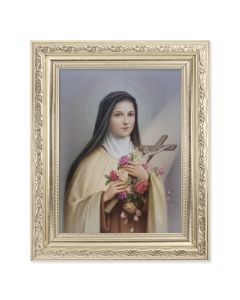 8.25" x 10.25" Silver Ornate Frame with a 6" x 8" Saint Therese Print
