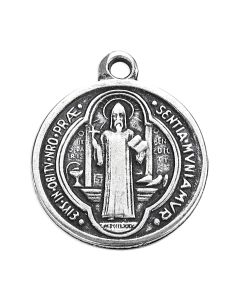 1" St. Benedict Jubilee Medal in Antiqued Silver Finish