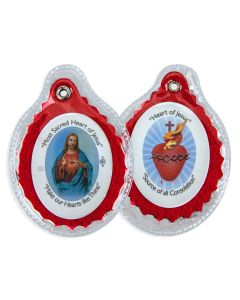 2 1/2" Sacred Heart Badge Sealed in Soft Plastic Sealed Case.  -P65