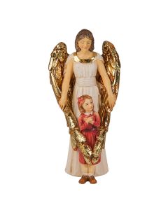 4" Cold Cast Resin Hand Painted Statue of Guardian Angel with Girl in a Deluxe Window Box-P65