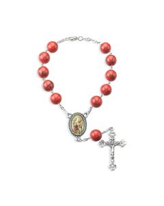 St. Christopher Rose Glass Bead Auto Rosary