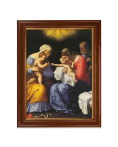 15 1/2" x 19 1/2" Walnut Finish Frame with Gold Accent and a 12" x 16" St. Anne-John the Baptist and the Holy Family Textured Art