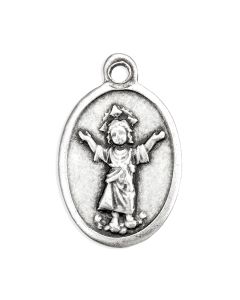 1" Oval Antiqued Silver Oxidized Divino Nino Medal