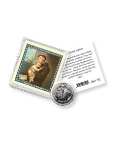 Saint Anthony Pocket Coin with a Holy Card in a Clear Pouch-P65