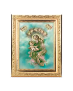 8 1/4" x 10 1/4" Gold Ornate Frame with a 6" x 8" Saint Joseph Print