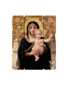 11 1/4" x 14" Bouguereau: Madonna of the Lilies Vintage Wooden Plaque