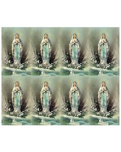 Our Lady of Lourdes Eight-Up Micro Perforated Holy Cards