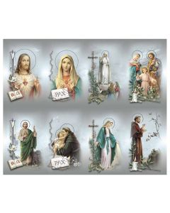 Assorted Subjects Eight-Up Micro Perforated Holy Cards