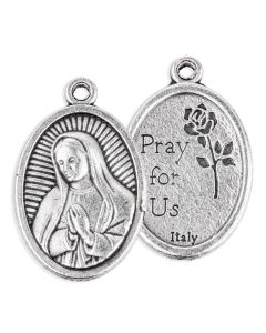 1" Our Lady of Guadalupe Oval Antiqued Silver Oxidized Medal