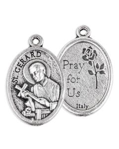 1" Saint Gerard Oval Antiqued Silver Oxidized Medal