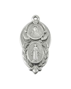 Miraculous Scapular Genuine Pewter Medal on a 18" Chain, Boxed