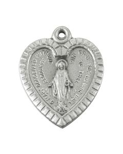 Miraculous Genuine Pewter Heart Shaped Medal on a 18" Chain, Boxed