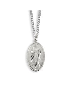 Divine Mercy Genuine Pewter Medal on a 18" Chain Boxed