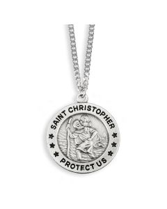 St. Christopher Genuine Pewter Medal on a 24" Chain Boxed