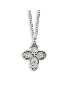 Four Way Genuine Pewter Medal on a 18" Chain Boxed