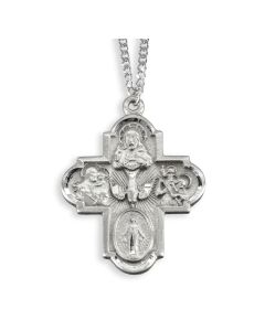 Four Way Genuine Pewter Medal on a 24" Chain Boxed