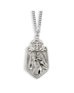 St. Christopher Genuine Pewter Medal on a 24" Chain Boxed