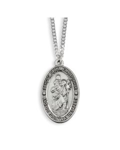 St. Christopher Genuine Pewter Medal on a 24" Chain Boxed