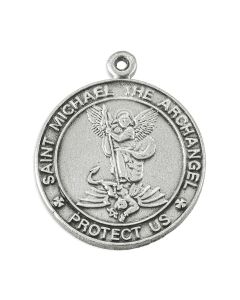 St. Michael Genuine Pewter Medal on a 24" Chain, Boxed