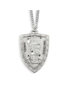St. Michael Shield Genuine Pewter Medal on a 24" Chain Boxed