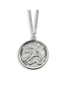 St. Michael Genuine Pewter Medal on a 24" Chain Boxed