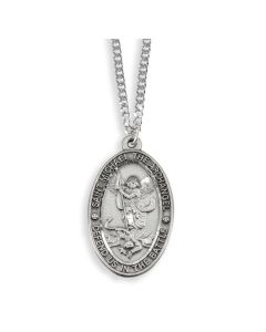 St. Michael Genuine Pewter Medal on a 24" Chain Boxed