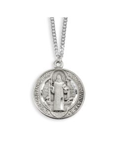St. Benedict Genuine Pewter Medal on a 24" Chain Boxed