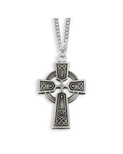 Celtic Genuine Pewter Cross on a 24" Chain Boxed