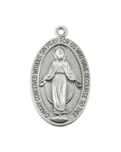 Miraculous Genuine Pewter Medal on a 24" Chain, Boxed
