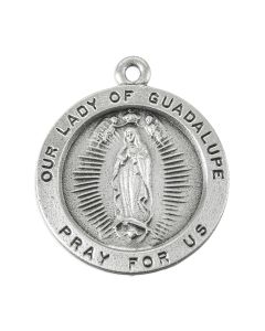 Our Lady of Guadalupe Genuine Pewter Medal on a 24" Chain, Boxed