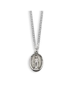 Miraculous Genuine Pewter Medal on a 18" Chain Boxed