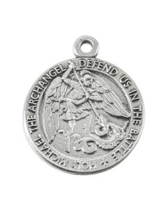 St. Michael Genuine Pewter Medal on a 24" Chain, Boxed