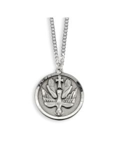 Holy Spirit Genuine Pewter Medal on a 24" Chain, Boxed
