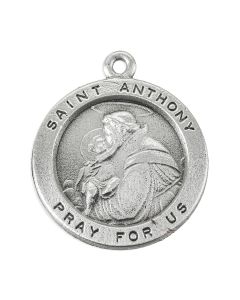 St. Anthony Genuine Pewter Medal on a 24" Chain, Boxed
