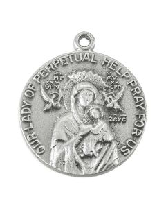 1" Our Lady of Perpetual Help Genuine Pewter Medal on a 18" Chain Boxed