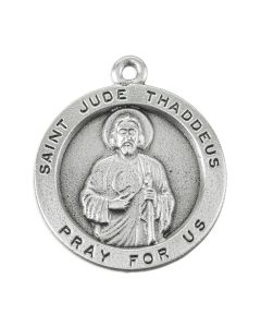 St. Jude Genuine Pewter Medal on a 24" Chain, Boxed
