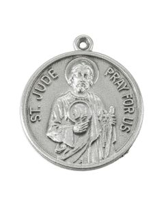St. Jude Genuine Pewter Medal on a 24" Chain, Boxed