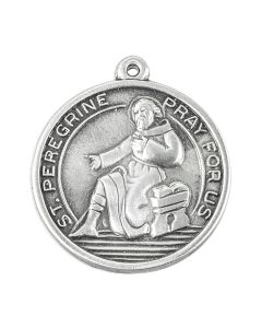 St. Peregrine Genuine Pewter Medal on a 24" Chain, Boxed