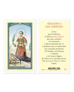 Oracion a San Lorenzo Holy Card
