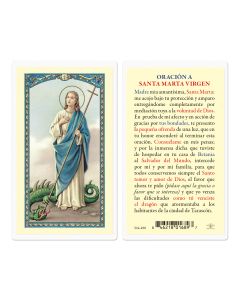 Oracion a Santa Marta Virgen Holy Card