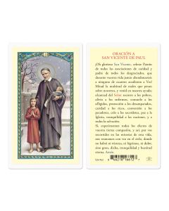 Oracion a San Vicente De Paul Holy Card