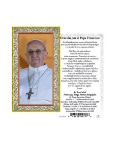 Pope Francis Spanish Gold Embossed Paper Holy Card 