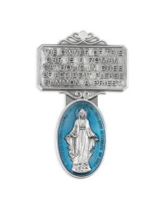 Miraculous Medal Auto Visor Clip with Blue Epoxy (Sold in Inc. of 3)