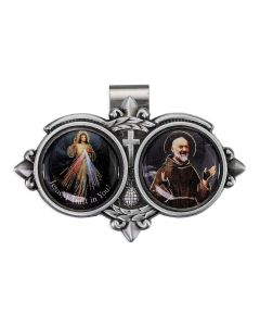 3" x 2" St. Pio and Divine Mercy Resin Visor Clip (Sold in Inc. of 3)