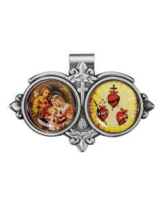 3" x 2" Holy Family and Three Hearts Resin Visor Clip (Sold in Inc. of 3)