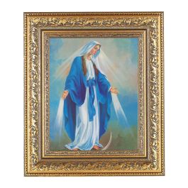 12 1/2" x 14 1/2" Ornate Gold Leaf Antique Frame with 8" x 10" Our Lady ...
