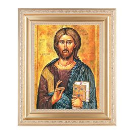 10 1/4" x 12 1/4" Satin Gold Frame with an 8" x 10" Christ the All ...