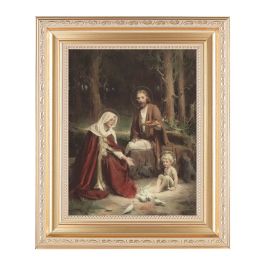 10 1/4" x 12 1/4" Satin Gold Frame with an 8" x 10" Holy Family Print ...