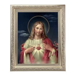 10" x 12" Ornate Silver Frame with a Sacred Heart of Jesus Print ...